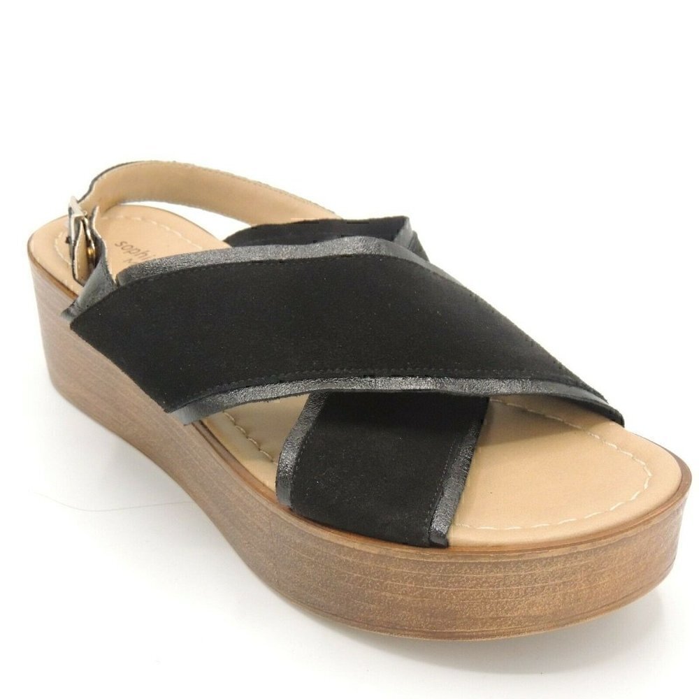 SOPHIA MILANO Black Suede Platform Sandals